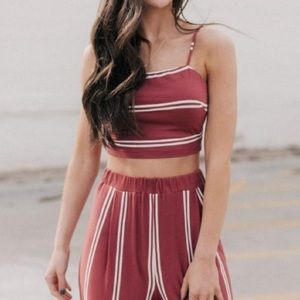 Two piece set, pants and open back tank top